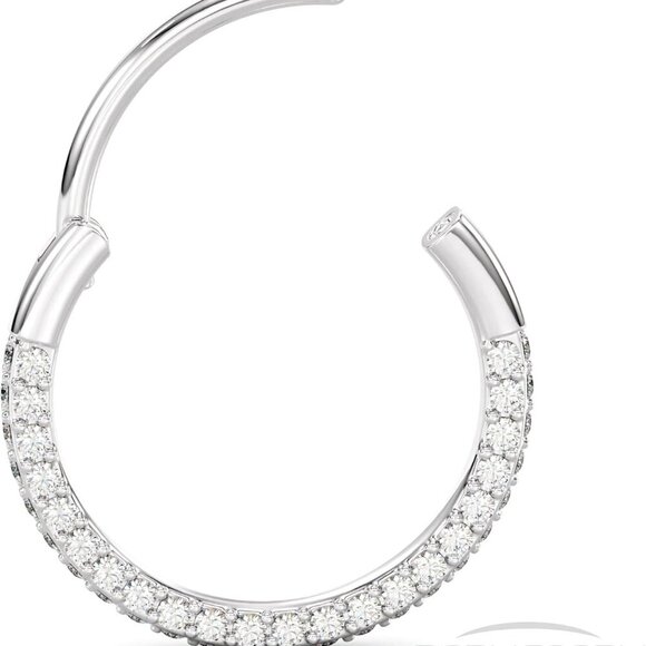 Triple Sided Micro Gem Nose Hoop Ring - Implant Grade Titanium With Sparkling CZ - Picture 3 of 8